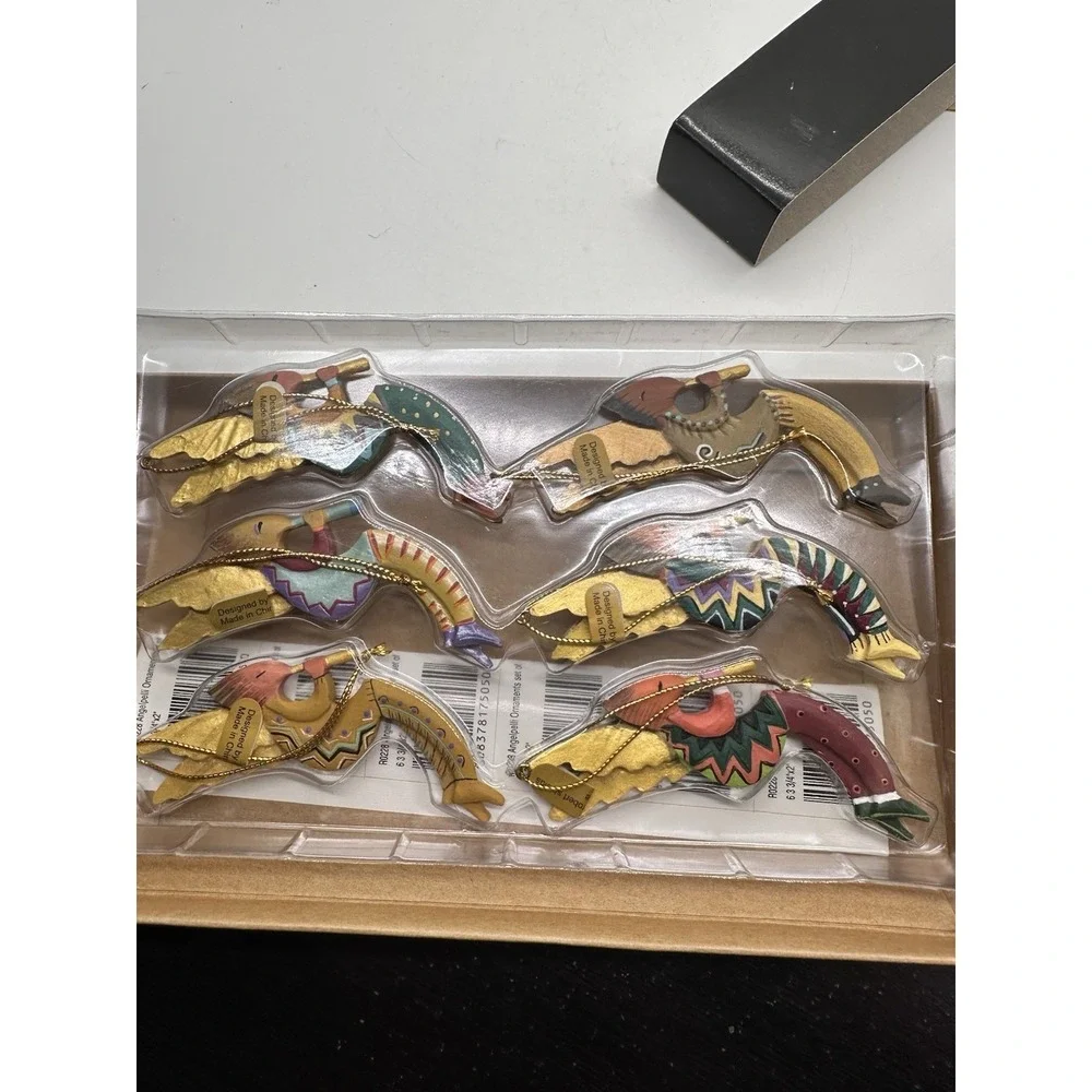 Robert Shields Angelpelli's Kokopelli Hanging Christmas Angel Ornaments 1999 NIB